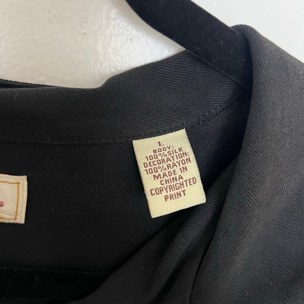 Tommy Bahama Silk Paradise Plunder Black Camp Shirt Pirate Embroidered Coastal - Picture 4 of 13
